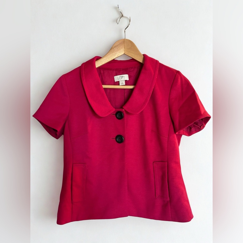 LOFT Collared Blouse Hot Pink Button-Up